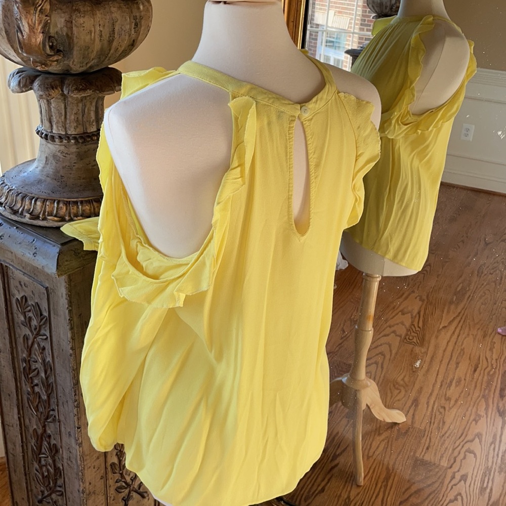 Lemon Chiffon Cold Shoulder Blouse! - image 6